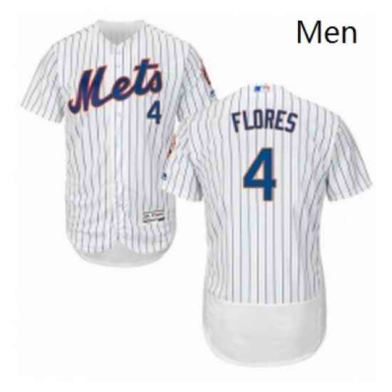 Mens Majestic New York Mets 4 Wilmer Flores White Home Flex Base Authentic Collection MLB Jersey